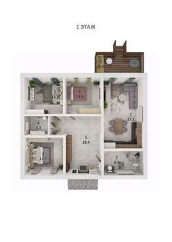 Дом 107м², 1-этажный, участок 5 сот.  