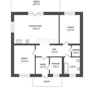 Дом 111м², 1-этажный, участок 8 сот.  