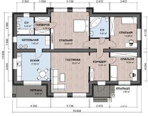Коттедж 150м², 1-этажный, участок 9 сот.  