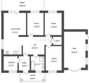 Дом 170м², 1-этажный, участок 8 сот.  