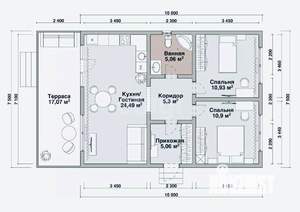 Дом 82м², 1-этажный, участок 5 сот.  