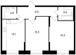 2-к квартира, на длительный срок, 60м2, 1/17 этаж