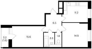 2-к квартира, на длительный срок, 56м2, 10/17 этаж