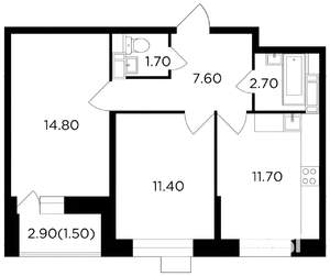 2-к квартира, на длительный срок, 50м2, 7/13 этаж