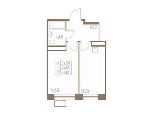 1-к квартира, вторичка, 38м2, 19/25 этаж