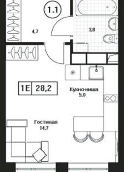 Студия квартира, вторичка, 28м2, 10/17 этаж