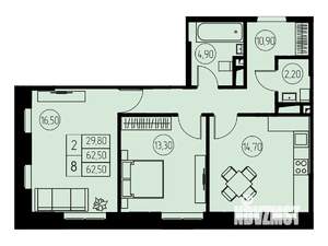 2-к квартира, строящийся дом, 63м2, 11/23 этаж