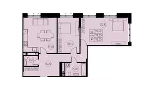 3-к квартира, строящийся дом, 78м2, 13/28 этаж