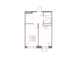 1-к квартира, строящийся дом, 41м2, 23/25 этаж