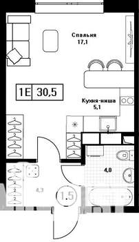 Студия квартира, вторичка, 31м2, 4/13 этаж