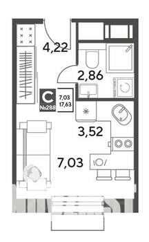 Студия квартира, строящийся дом, 18м2, 4/15 этаж