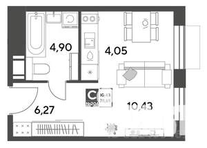 Студия квартира, строящийся дом, 26м2, 10/15 этаж