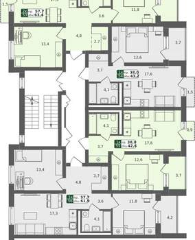 1-к квартира, вторичка, 43м2, 2/4 этаж