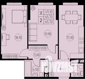 3-к квартира, строящийся дом, 66м2, 19/23 этаж