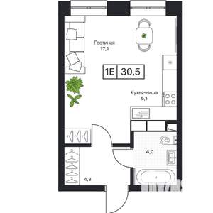 Студия квартира, вторичка, 31м2, 2/13 этаж