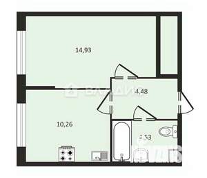 1-к квартира, сданный дом, 34м2, 3/12 этаж