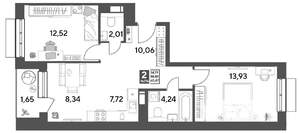 2-к квартира, строящийся дом, 60м2, 3/12 этаж