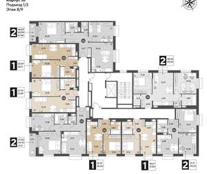 1-к квартира, вторичка, 42м2, 8/12 этаж