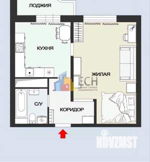 1-к квартира, вторичка, 44м2, 6/14 этаж