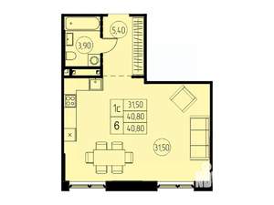 Студия квартира, строящийся дом, 41м2, 3/28 этаж