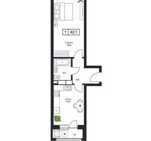 1-к квартира, вторичка, 42м2, 4/17 этаж