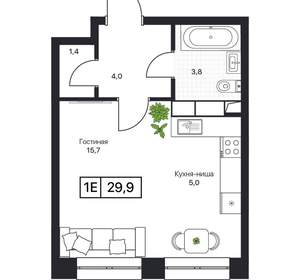 Студия квартира, вторичка, 30м2, 2/17 этаж