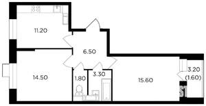 2-к квартира, вторичка, 56м2, 2/13 этаж