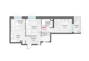 2-к квартира, сданный дом, 55м2, 12/17 этаж