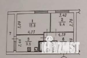 2-к квартира, вторичка, 47м2, 1/2 этаж