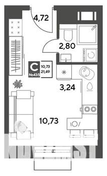 Студия квартира, строящийся дом, 21м2, 10/15 этаж