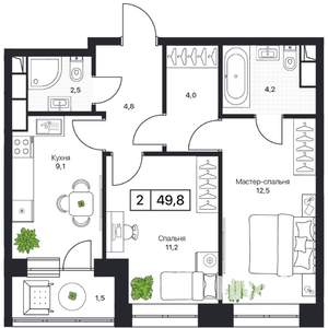 2-к квартира, вторичка, 50м2, 10/17 этаж