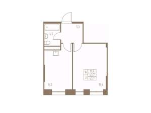 1-к квартира, строящийся дом, 44м2, 3/25 этаж