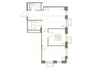 3-к квартира, строящийся дом, 56м2, 17/25 этаж