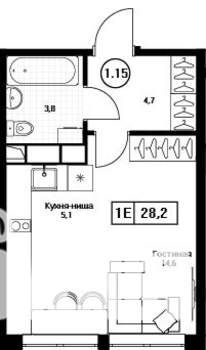 Студия квартира, вторичка, 28м2, 8/17 этаж