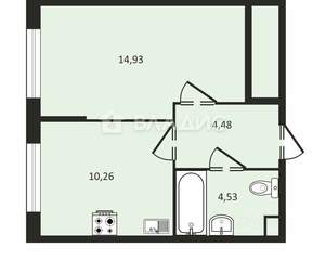 1-к квартира, сданный дом, 34м2, 3/12 этаж