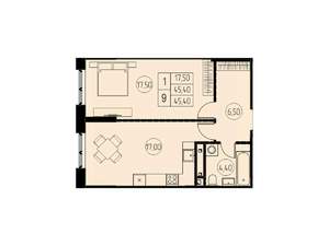 1-к квартира, вторичка, 45м2, 15/28 этаж