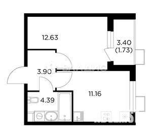 1-к квартира, вторичка, 34м2, 14/14 этаж