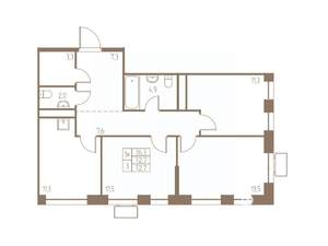 3-к квартира, строящийся дом, 73м2, 21/25 этаж