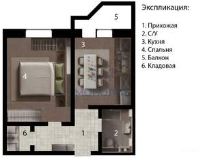 1-к квартира, вторичка, 44м2, 13/14 этаж