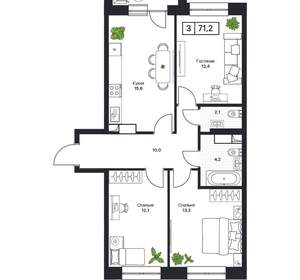 3-к квартира, вторичка, 71м2, 9/17 этаж