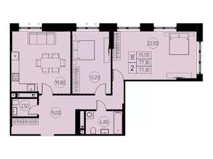 3-к квартира, строящийся дом, 77м2, 10/28 этаж