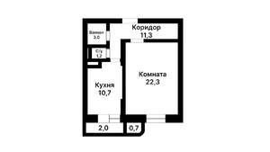 1-к квартира, вторичка, 47м2, 2/17 этаж