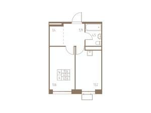 1-к квартира, строящийся дом, 41м2, 20/25 этаж