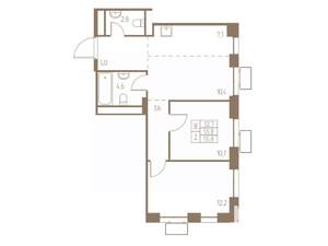 3-к квартира, строящийся дом, 56м2, 22/25 этаж