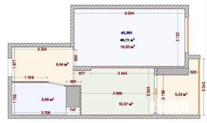 1-к квартира, вторичка, 43м2, 23/24 этаж