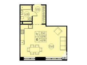 Студия квартира, вторичка, 41м2, 13/18 этаж