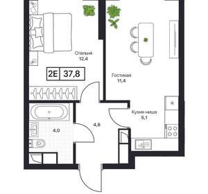 1-к квартира, вторичка, 38м2, 3/17 этаж
