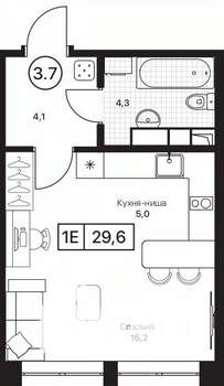 Студия квартира, вторичка, 30м2, 8/17 этаж