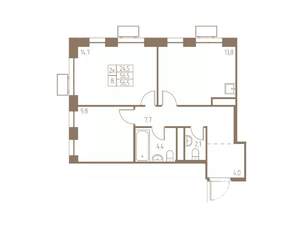 2-к квартира, вторичка, 57м2, 5/25 этаж