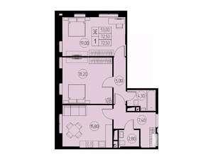 3-к квартира, строящийся дом, 73м2, 22/23 этаж